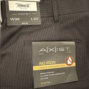 AXIST Men’s Pleated Dress Pants W38 L30 No Iron Full Dress Tailored Easy Care